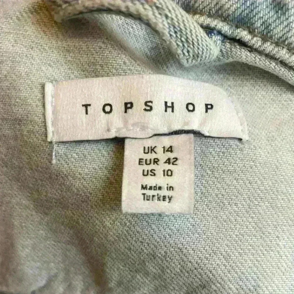 TOPSHOP light blue faded Unfinished bottom hem JEAN JACKET never worn 14 - Picture 8 of 10